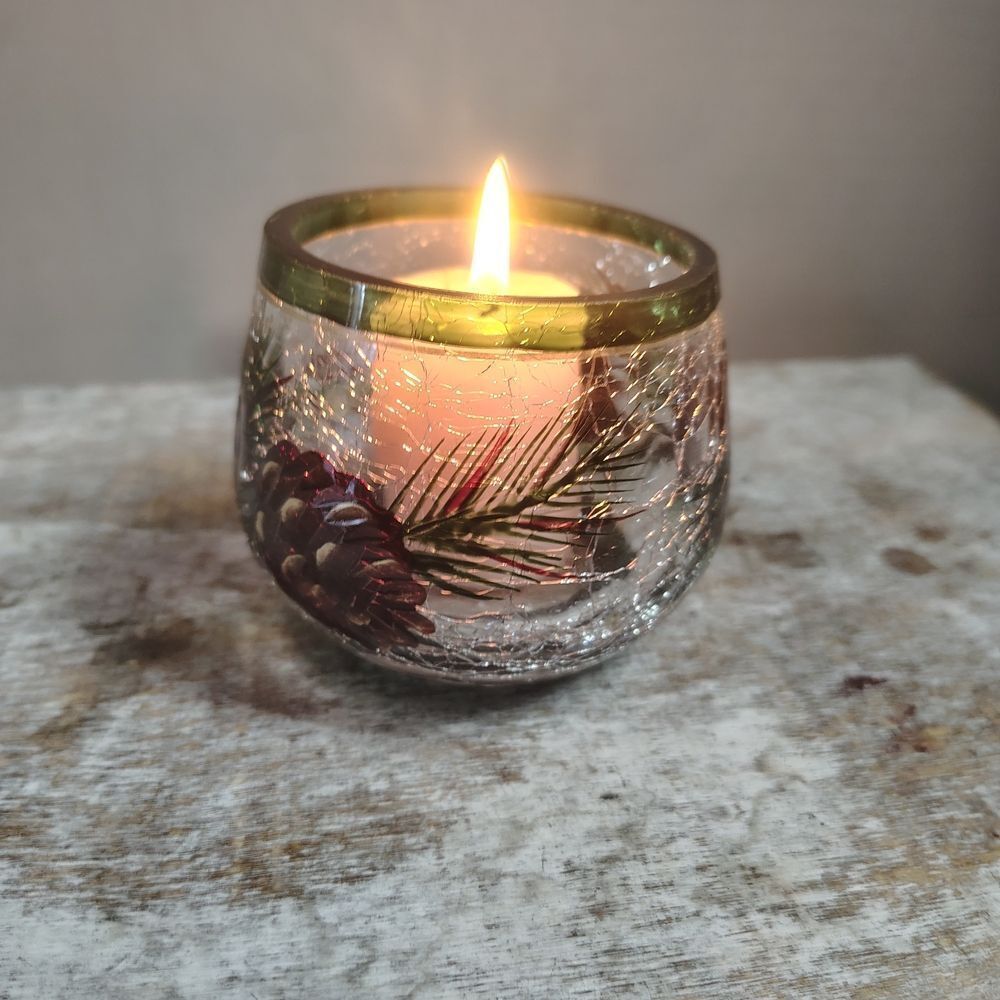 Yankee Candle Green and Red Glass Holder